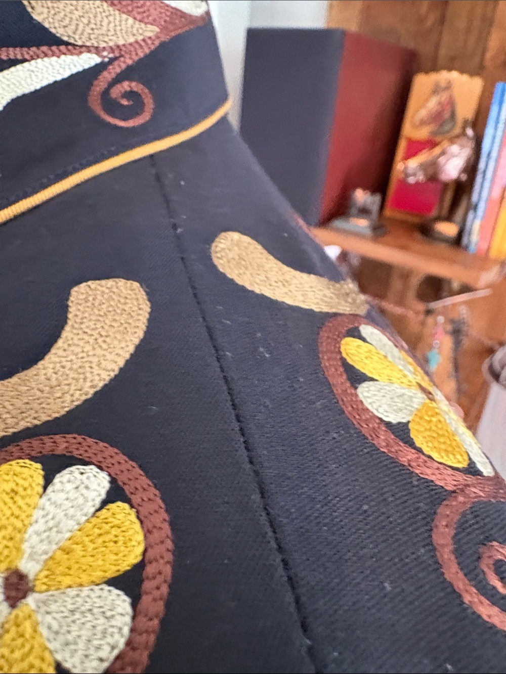 Vintage Brown Western pearl snap Shirt with gold tonal Floral Embroidery - Picture 8 of 11